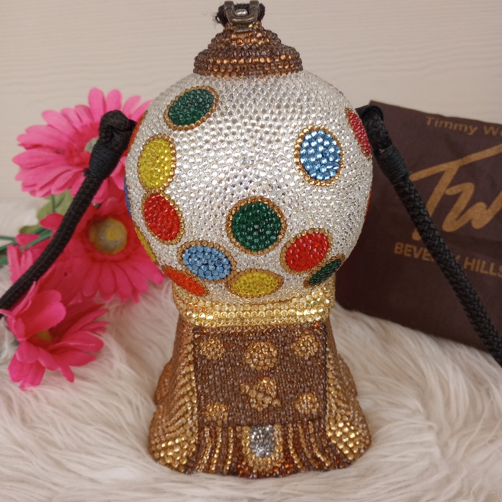 Timmy Woods Wooden Swarovski Crystal Retro Gumball Candy Machine Vintage Bag